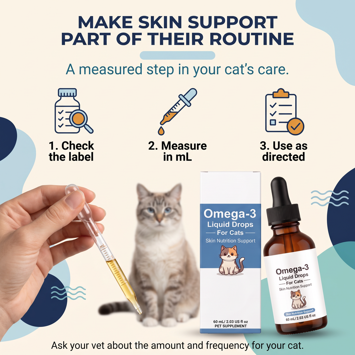 Lumigow Omega-3 Skin & Coat Drops for Cats